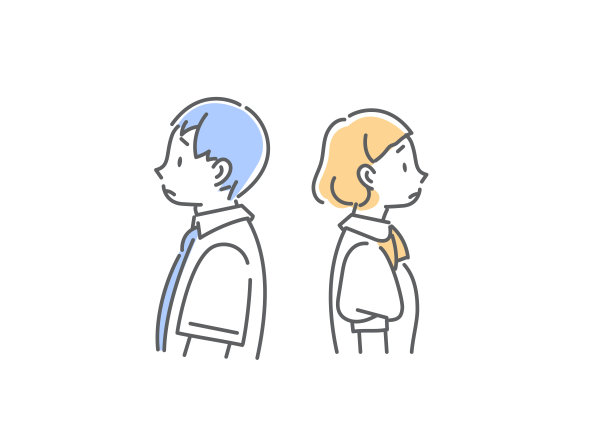 青少年，男孩和女孩，简单的线条插图图片下载