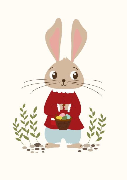 可爱的复活节兔子。矢量插图。图片下载
