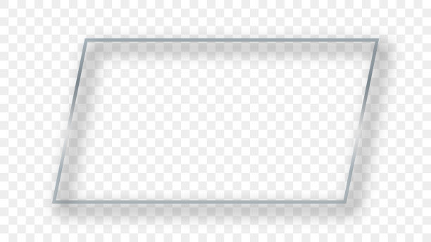 银色发光矩形框架与阴影图片下载