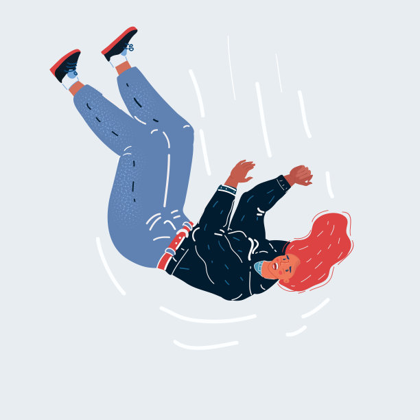 矢量插图的美丽的年轻女人下降。白色隔离背景上的人物性格。图片下载