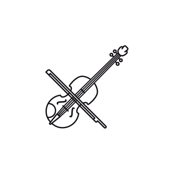 小提琴和弓矢量线图标图片下载