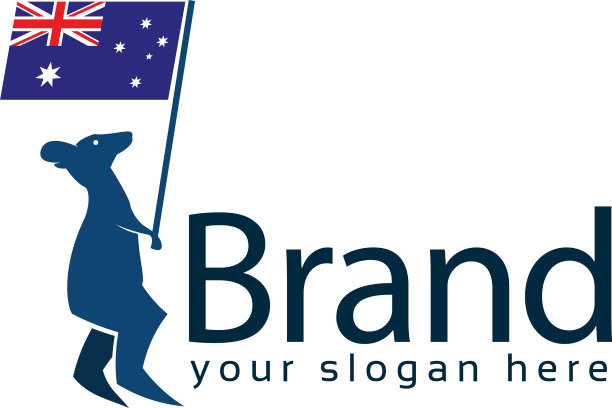 袋鼠手持澳大利亚国旗平面设计图片下载