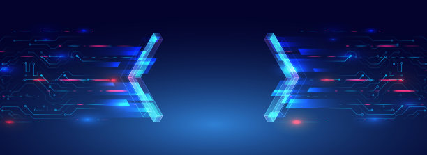 蓝色背景来自未来主义元素和箭头。因特网和表示的抽象技术。高科技几何模板。图片下载