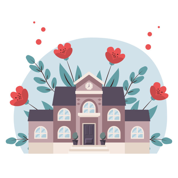 学校建筑。回到学校的概念，可爱的彩色矢量插图在平面风格图片下载