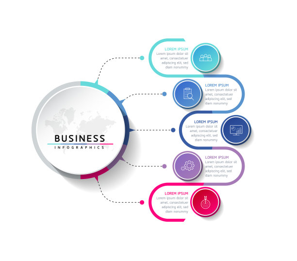 矢量插图，信息图形设计，模板，营销，信息，有5个选项或步骤图片下载