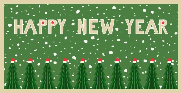 新年快乐。明信片的设计图片下载