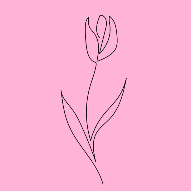 抽象绘画粉红色郁金香孤立在粉红色的背景，向量eps 10图片下载