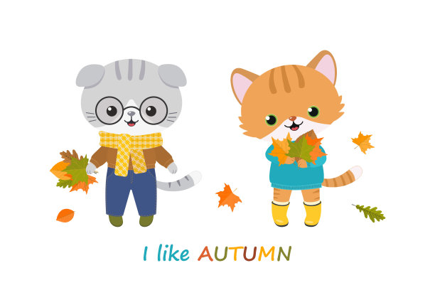 带叶子的可爱猫咪图片下载