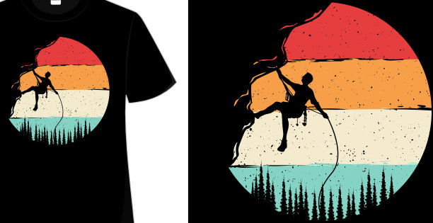 t恤攀登者松树复古风格图片下载