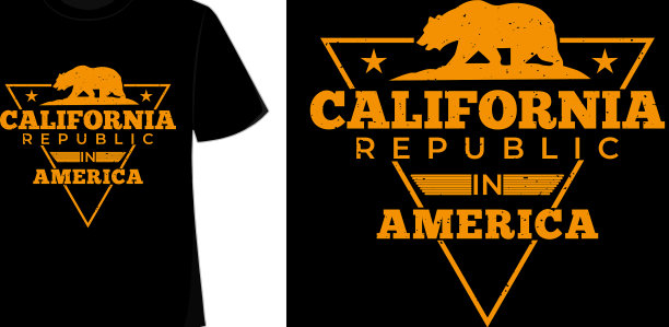 t恤加利福尼亚共和国美国熊vintage图片下载