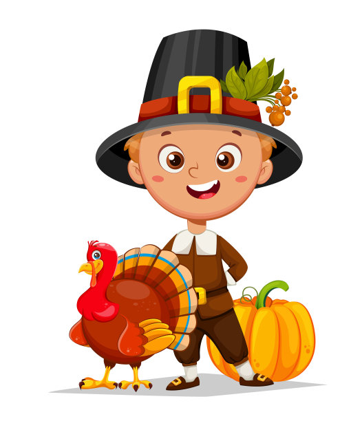 感恩节快乐。可爱的小朝圣者图片下载