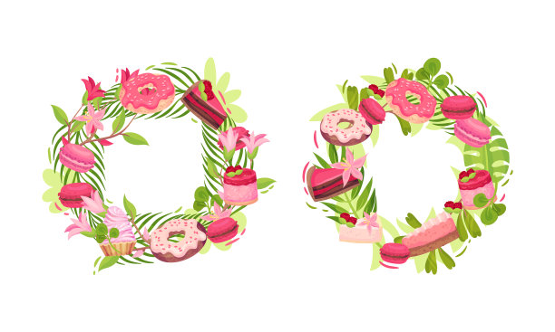 甜而甜的粉红色糖果和绿色图片下载