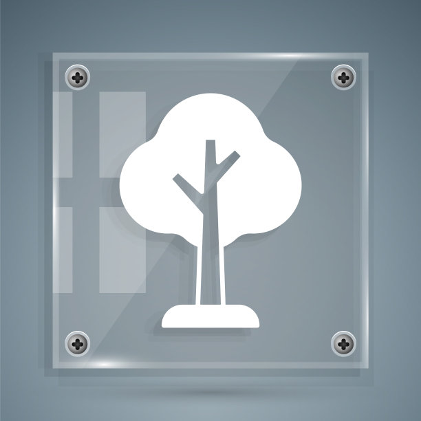 白色的树图标孤立在灰色的背景图片下载