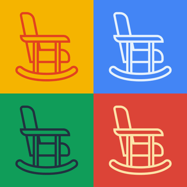 波普艺术线摇椅图标孤立的颜色图片下载