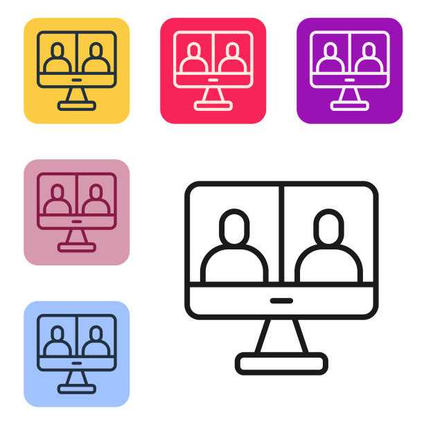 黑线视频聊天会议图标隔离上图片下载