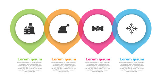 设圣诞老人包礼物圣诞帽糖果和图片下载