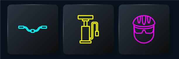 设置线自行车车把、头盔和气泵图片下载