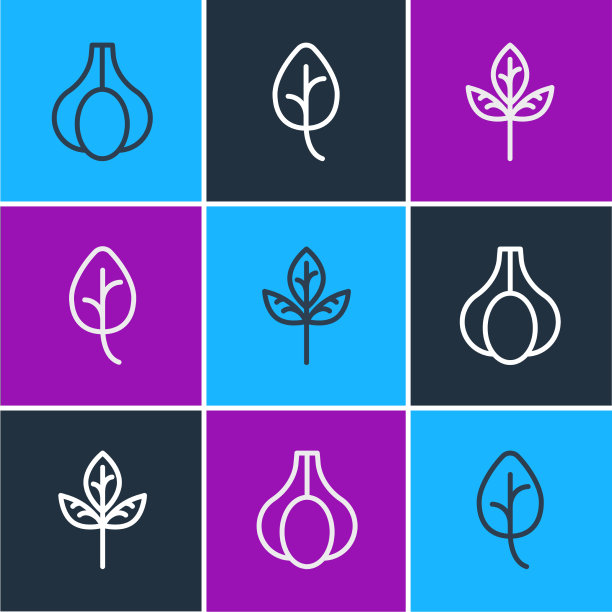 设线蒜叶或叶和图标图片下载