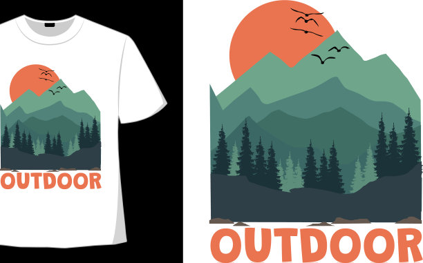 t恤户外山美天空松图片下载