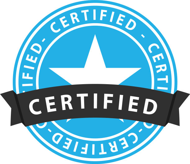 蓝色认证标签与横幅图标图片下载