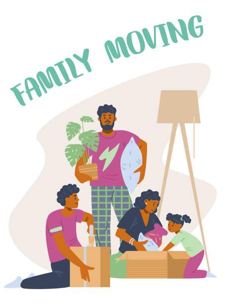 家庭移动横幅或海报，卡片模板，平面矢量插图。图片下载