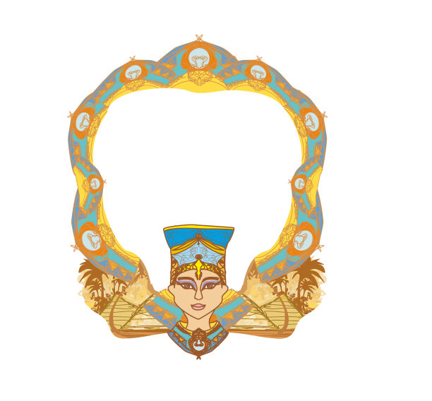 复古装饰框架与埃及女王图片下载
