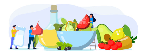 烹饪沙拉的小人儿站着巨大的沙拉图片下载