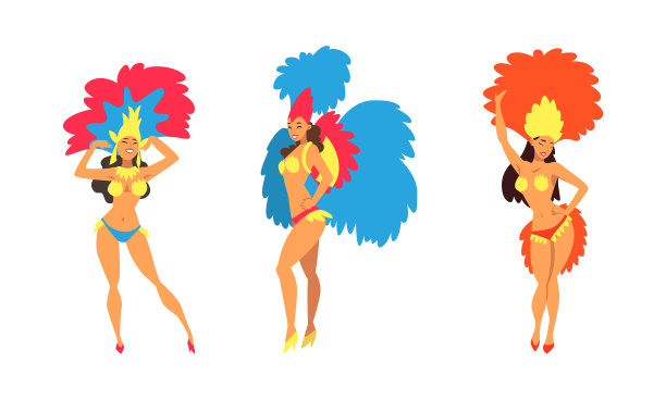 明亮的巴西女桑巴舞舞者在摆姿势图片下载