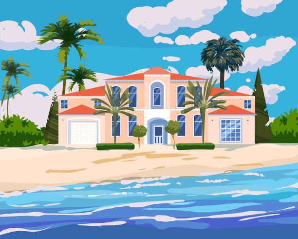 现代别墅大厦在热带异国情调的岛屿图片下载