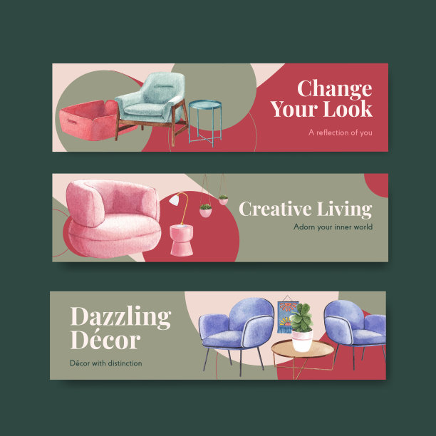 带有豪华家具概念的横幅模板图片下载