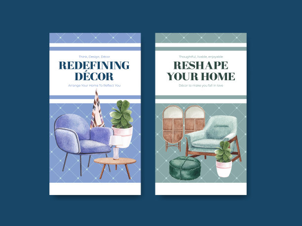 带有豪华家具概念的Instagram模板图片下载