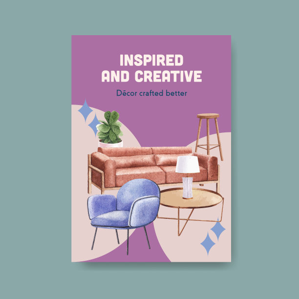 带有豪华家具概念的海报模板图片下载