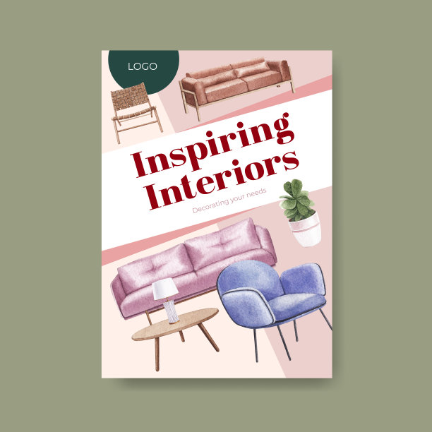 带有豪华家具概念的海报模板图片下载