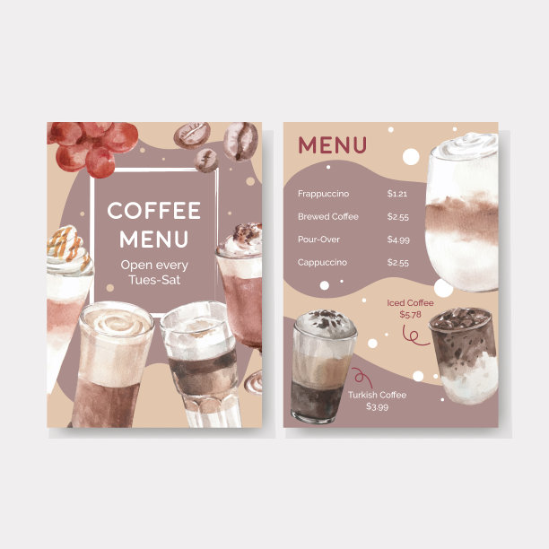 韩式咖啡概念菜单模板图片下载