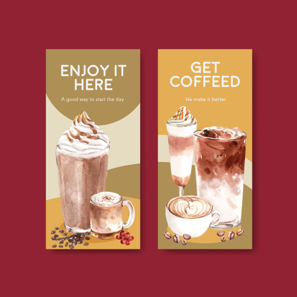 传单模板与韩国咖啡风格的概念图片下载