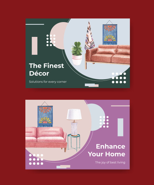 带有豪华家具概念的Facebook模板图片下载