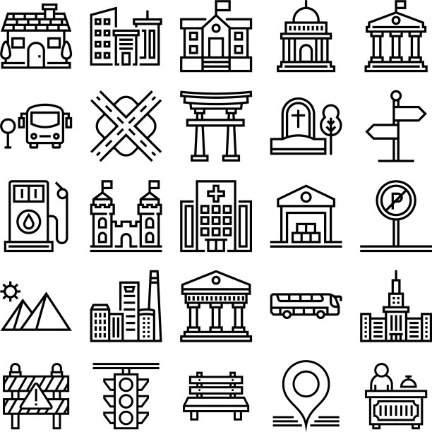 城市元素线图标2图片下载