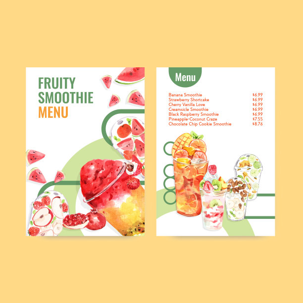 菜单模板与水果冰沙概念图片下载