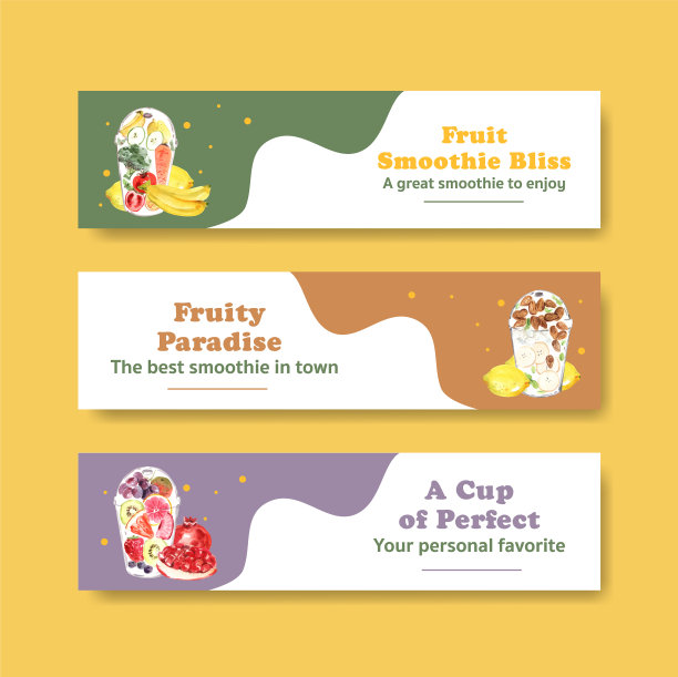 横幅模板与水果冰沙概念图片下载