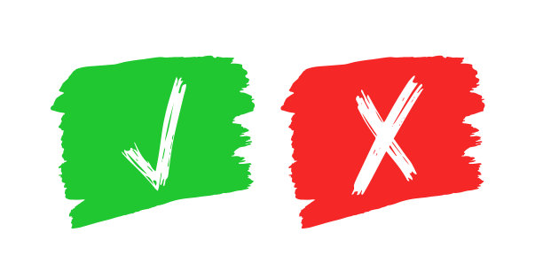手绘检查和交叉符号元素图片下载