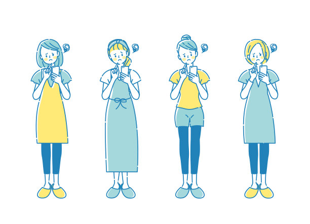 面部表情插图，一个女人遇到麻烦的智能手机图片下载