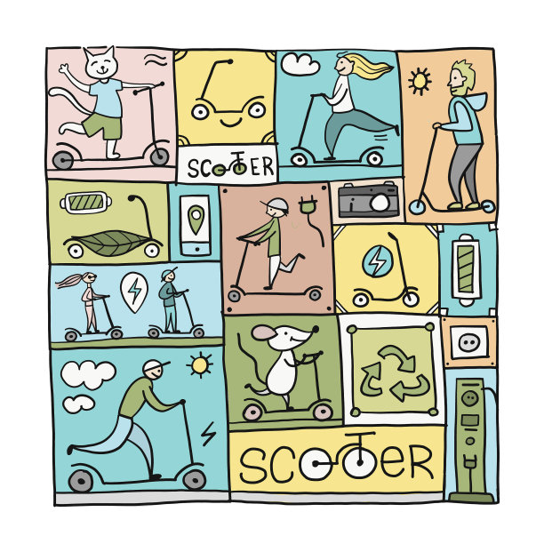 机车漫画租赁自行车图标设计图片下载