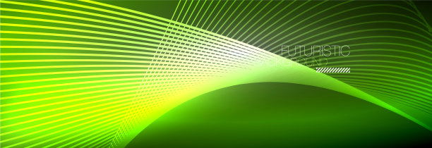 抽象的霓虹灯在黑暗中发出波浪般的光图片下载