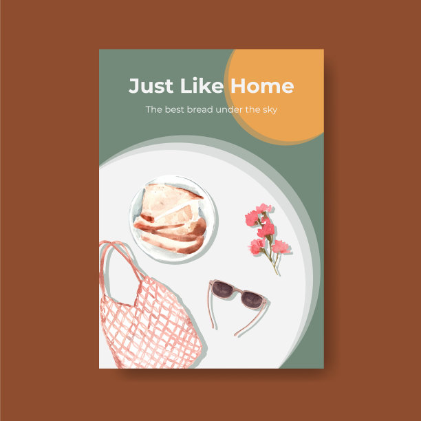 带有欧洲野餐概念的海报模板图片下载