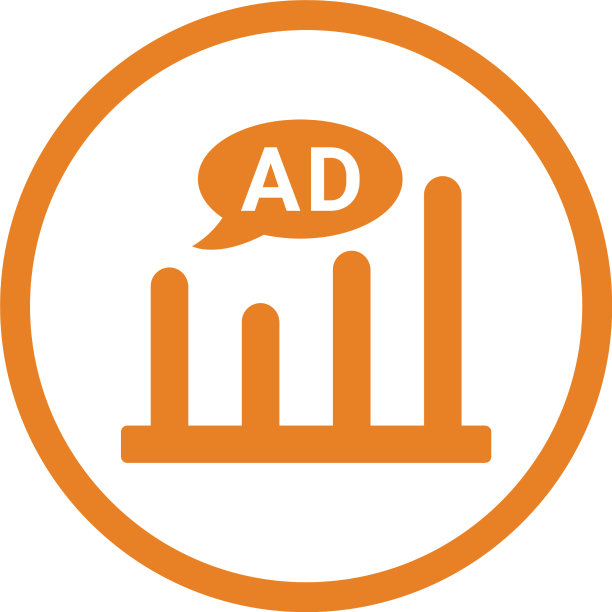 广告统计图标橘黄色设计图片下载