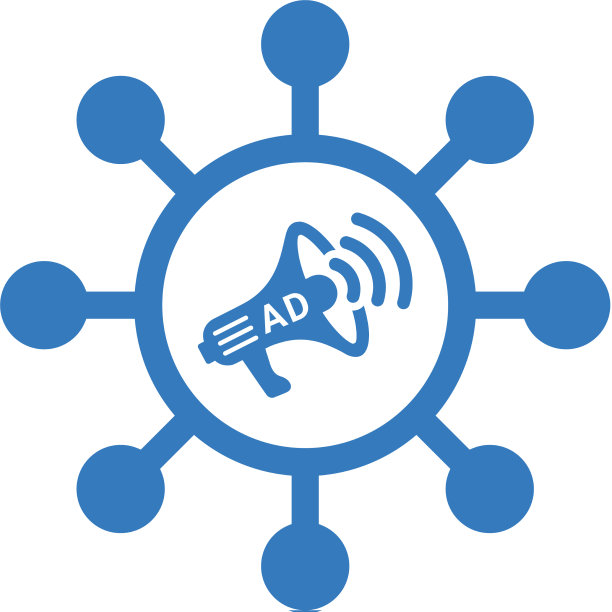 病毒式广告图标蓝色设计图片下载