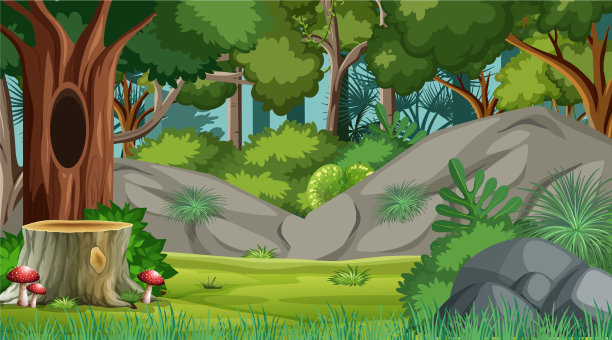 森林场景与各种森林树木图片下载