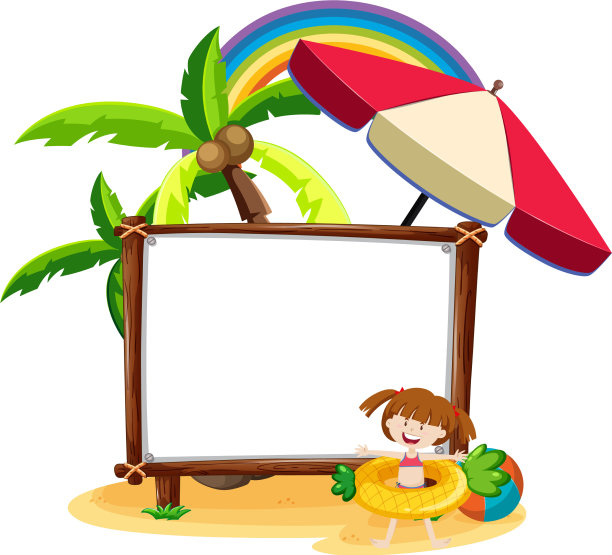 夏日沙滩主题与空白横幅隔离上图片下载