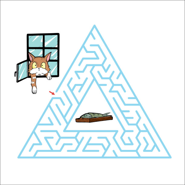 迷宫游戏为儿童可爱的卡通练习册图片下载