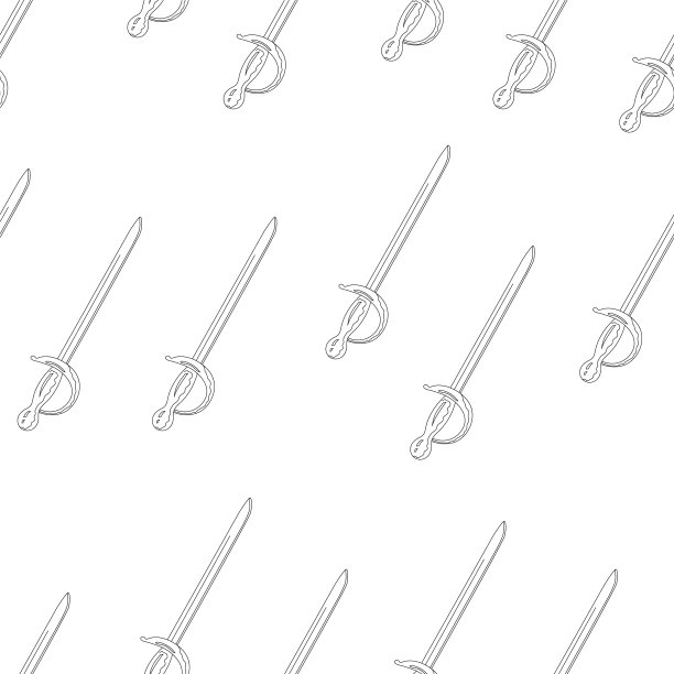 无缝图案海盗剑上的白色轮廓图片下载